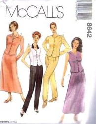 8642 MCCALLS TOPS SLEEVES OR NOT, PANTS, SKIRT PATTERN 8-12